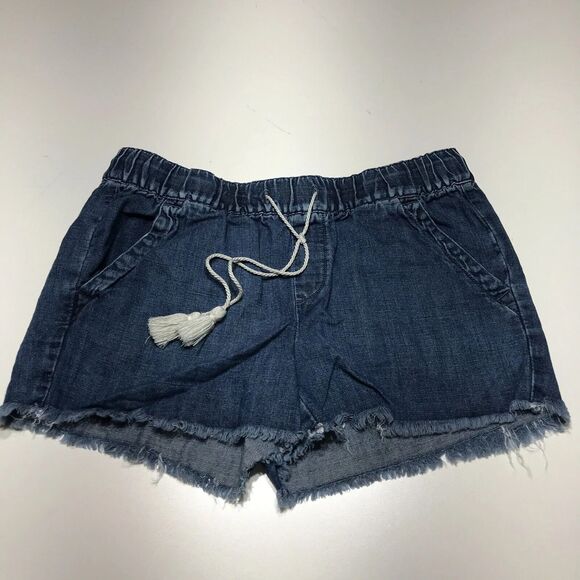 Loft Shorts Womens Sz 26/2 BlueCotton Linen Pull On Drawstring Cut Off Chambray - Picture 1 of 8